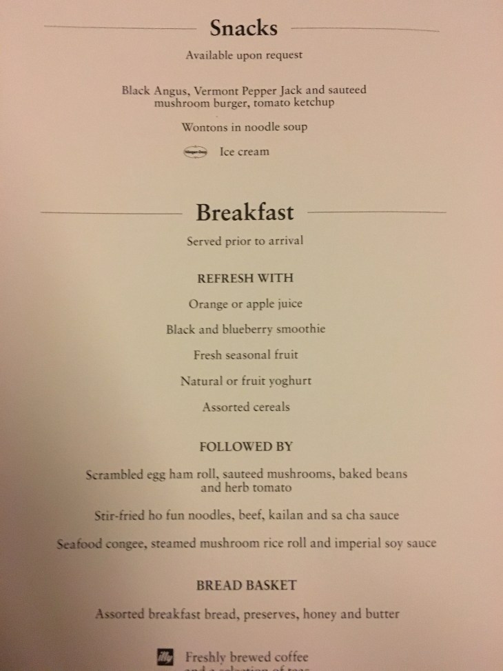 Cathay Snacks Breakfast Menu