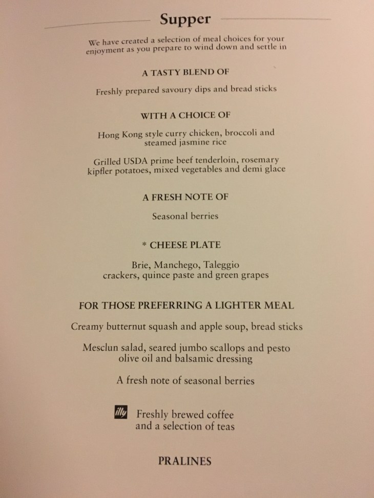 Cathay Supper Menu